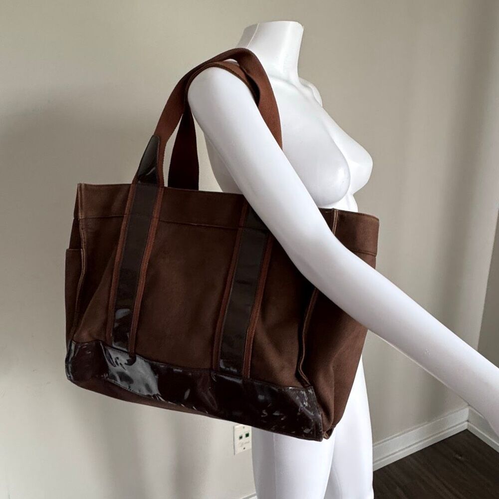 Tory Burch Brown Canvas and Patent Leather Tote - Picture 7 of 11